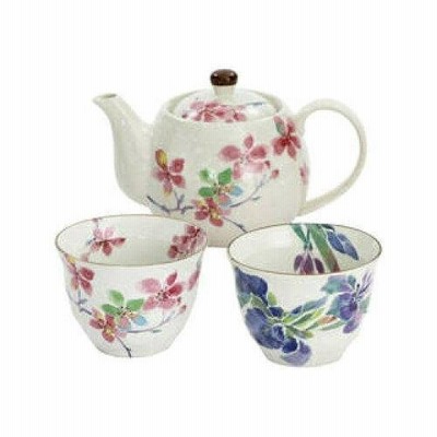 セラミック藍 花ごころ ペアポット茶器 03641 (1254712)