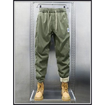 秋冬新款休閑褲男加絨加厚寬松束口褲冬款重磅帶絨保暖簡約哈倫褲