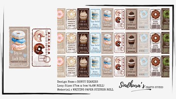 Donut Diaries 書寫紙貼紙捲 甜點主題