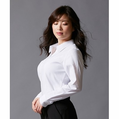 大きい胸専用 吸水速乾機能付 ストレッチ長袖スキッパーシャツ イージーケア Uvカット ブラウス Blouses Shirts 通販 Lineポイント最大get Lineショッピング