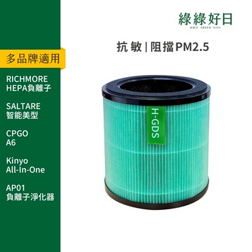 適用Richmore抗敏RM-0168負離子 Saltare CPGO A6 Kinyo 複合抗菌HEPA濾芯 綠綠好日