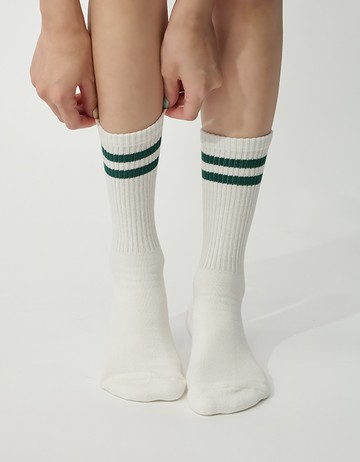 Brooklyn144 美式針織襪- 綠條紋