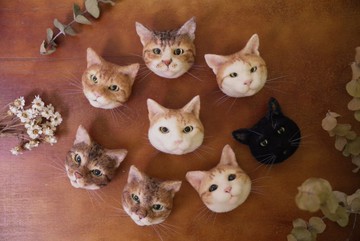 客製化貓咪大頭別針/可改鑰匙圈