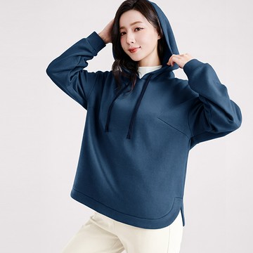 保暖.MIT永續環保材質-刷毛寬版連帽上衣