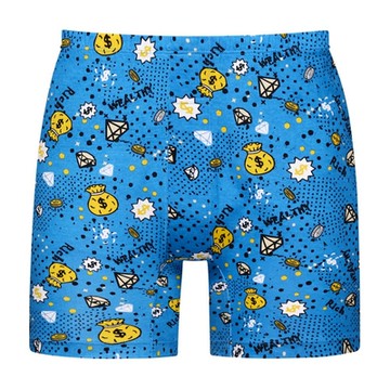 DADADO-富貴滿盈 4L印花四角男內褲(藍) 天然絲光棉-吸濕排汗-GHQ302BU