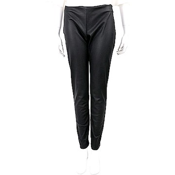 ANNARITA N 側拉鍊黑色拼接設計皮革長褲