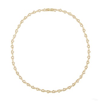 Numbering Plated Round Brilliant Heart Necklace