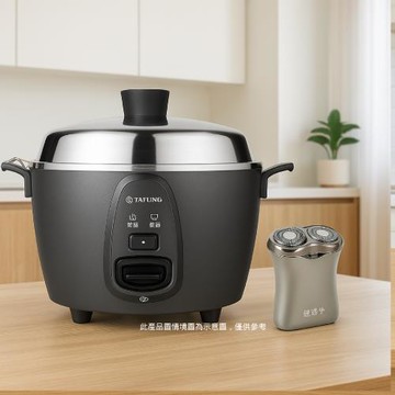 大同 6人份 保溫開關功能 不鏽鋼電鍋(晶鑽灰) TAC-06I-NIG+櫻井屋雙渦輪閃電輕便迷你刮鬍刀