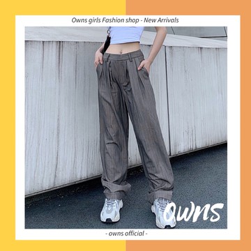 🥀旺斯女孩🥀歐美直紋西裝褲 打折全長落地褲 拖地褲