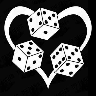 THE BANGLES Bunco Dice Heart Love Gambling (白) (2個セット) ノートパソコン用防水ビニールデカールステッカーアクセサリーヘルメットカー窓バンパーマ