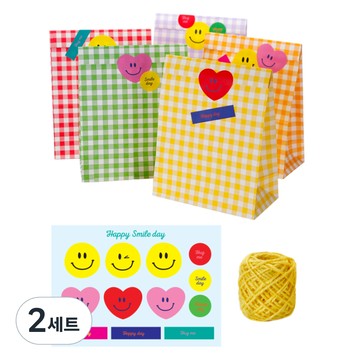 印地K 馬卡龍色 禮物紙袋 5款混搭 4入 + 貼紙組 2張 + 麻繩組  2組