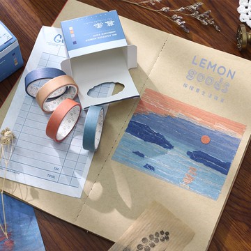 🍋檸檬青🍋清倉現貨油畫系列純色基礎款紙膠帶8款5卷入1cm*3m貼紙手帳裝飾素材