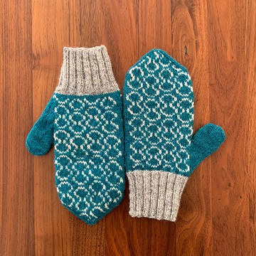 雪人圖案連指手套藍綠