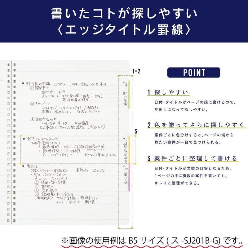 コクヨ ノート ソフトリング Biz A5 B罫 エッジタイトル 緑 2冊セット