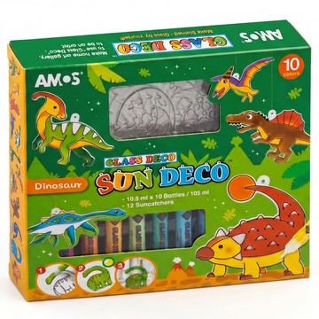 AMOS 阿摩司 主題模型版 DIY玻璃彩繪膠組 10色  侏儸恐龍  1盒