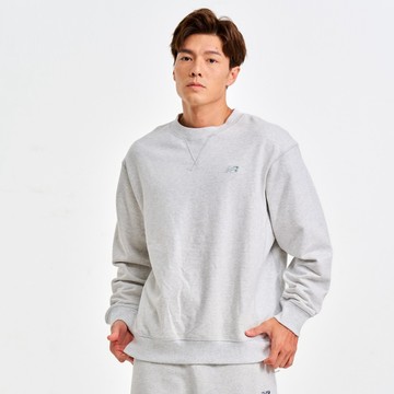 New Balance 螺紋拼接棉質長袖上衣_男性_淺灰色_MT41506AHH