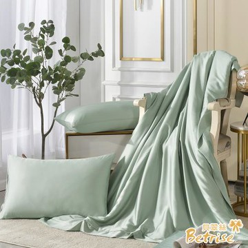【Betrise】C量能系列 300織紗100%純天絲™光淬石墨烯鋪棉涼被/四季被5X6.5尺 石墨綠(一入)加碼贈同款枕套X2