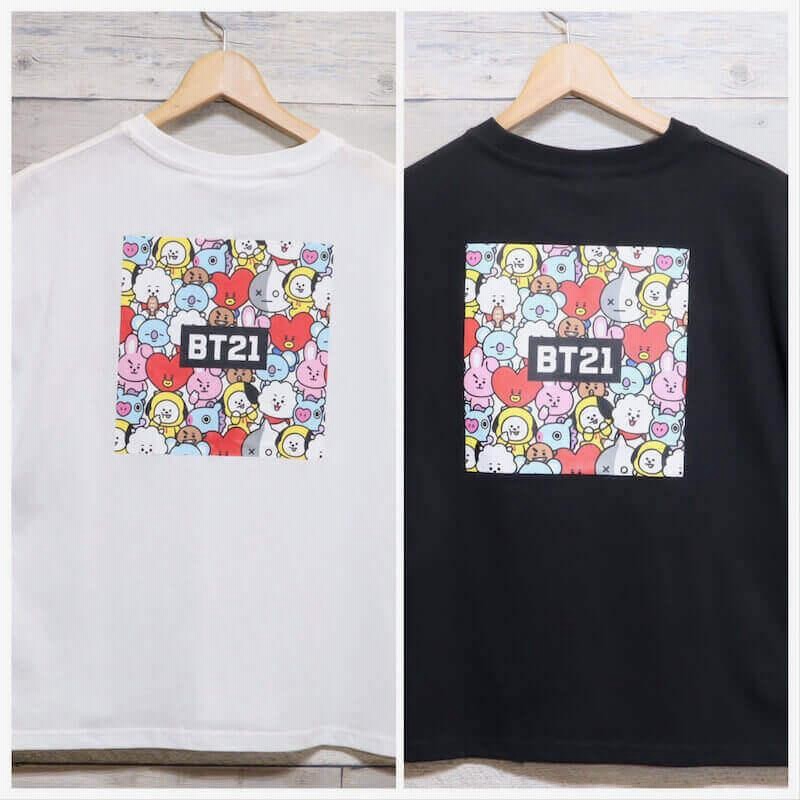 tシャツ 「BT21」プリント＆刺しゅう半袖Tシャツ(大人) レディース 送料無料 BT21 BTS 半袖 Tシャツ ティーシャツ 半袖Tシャツ ロゴ