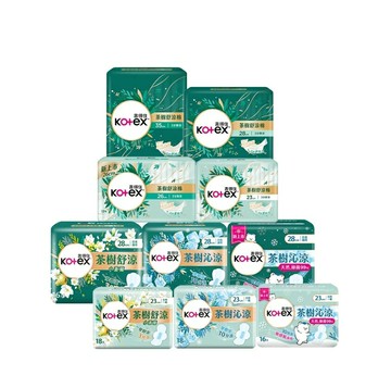 【Kotex 靠得住】茶樹舒涼/舒涼小蒼蘭/沁涼棉衛生棉 23/26/28/35cm 靠得住 衛生棉 日用 夜用