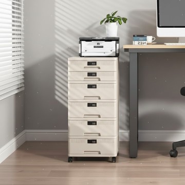 【AOTTO】六層密碼鎖附輪辨公文件收納櫃