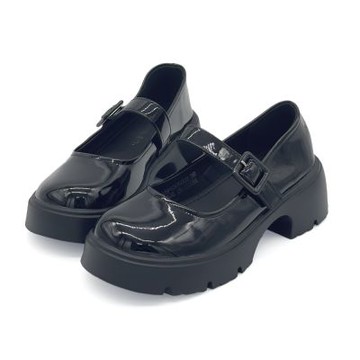 Robinlo 經典鏡面方扣輕量厚底增高瑪莉珍鞋 HAND 時尚黑