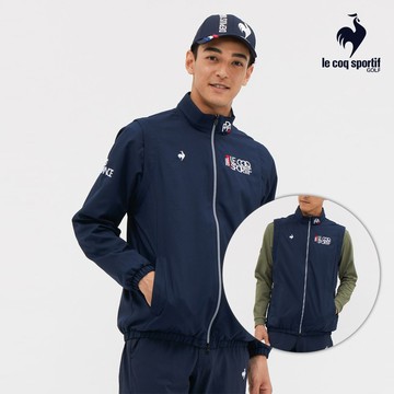 【LE COQ SPORTIF GOLF公雞高爾夫】男款深藍色可拆袖高爾夫外套保暖透氣外套 QGW6J600