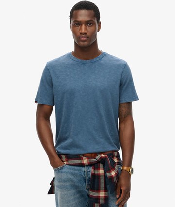 Superdry Men's Men's Crew Neck Slub Short Sleeved T-shirt Blue / Dry Slate Blue - Size: XL