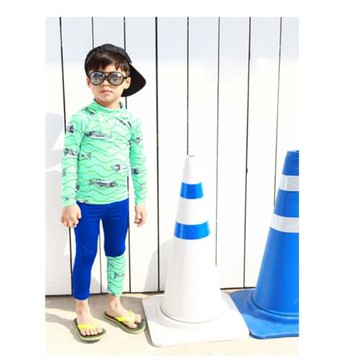 韓國兒童泳衣男童中大童男孩長袖褲分體防曬速干學生大碼溫泉泳裝