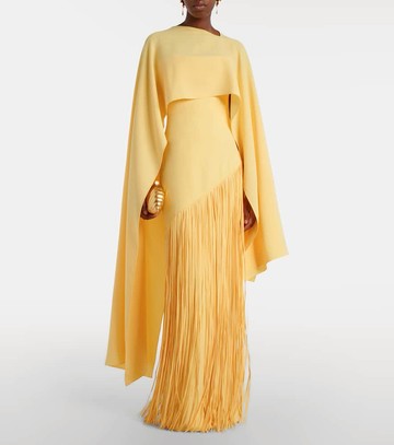 Marmar Halim Giselle fringed caped crêpe gown
