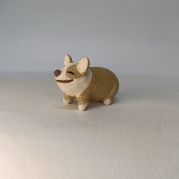 微笑的柯基犬/陶塑公仔/原創