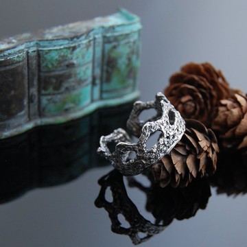 蕾絲漫步銀戒-編號2(復古。活圍)