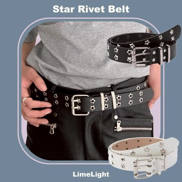 ☆LimeLight☆ 星星 星星款 歐美 雙孔 洞洞皮帶 龐克 個性必備 皮帶女 皮帶男生 皮帶 BEL-005