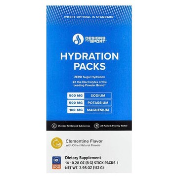 Designs For Health, Designs For Sport®，補水包，克萊門汀，14 支裝，每支 0.28 盎司（8 克）