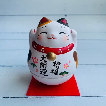錦彩大開運招財貓-不倒翁-三色貓/虎斑貓-日本吉祥物