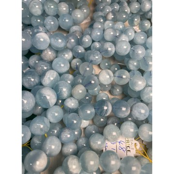 ［金百福］海水藍寶 透體海藍寶（有細紋 特價 實品顏色淺一點）手珠 手串 手鍊 材料珠