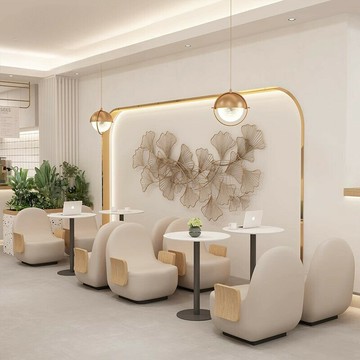 沙發 奶油風奶茶甜品店桌椅組合 書吧休息區卡座洽談沙發 咖啡廳休閒沙發