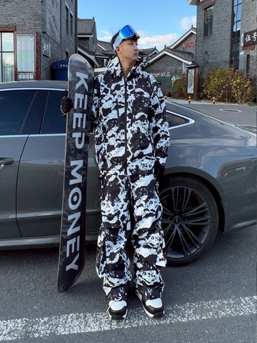 公司貨 免運可開票 KEEPMONEY中國風水墨滑雪服男女單板防水保暖2023新款滑雪背帶褲