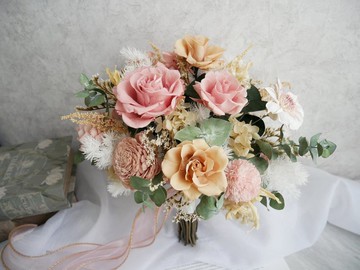 自然型手綁不凋捧花【優雅女孩】永生捧花/拍婚紗/婚禮捧花/結婚