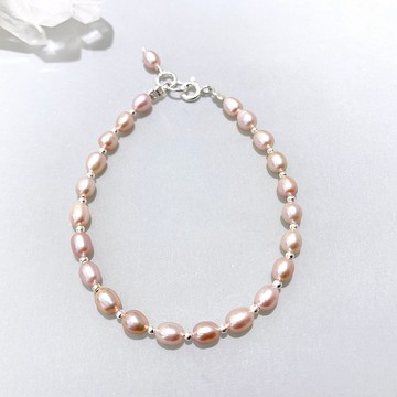 Ops Pearl silver bracelet- 粉紫色/珍珠/極簡/純銀/限定/禮物