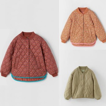 外貿原單 冬裝 女童小碎花夾棉棉衣 利落絎縫夾克中大童