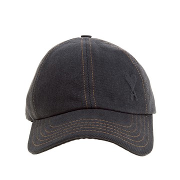 AMI 經典立體愛心LOGO牛仔布可調整棒球帽 (黑色)