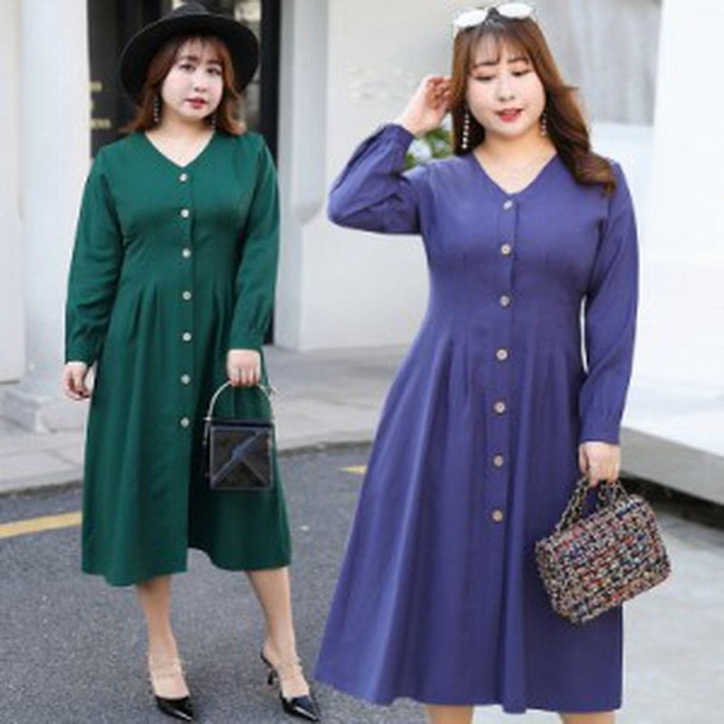 激安 春秋 韓国ファッション 大きいサイズ レディース ワンピース ロング お呼ばれ レジャーマキシ 長袖 着痩せ 体型カバー バスト102 12 通販 Lineポイント最大1 0 Get Lineショッピング