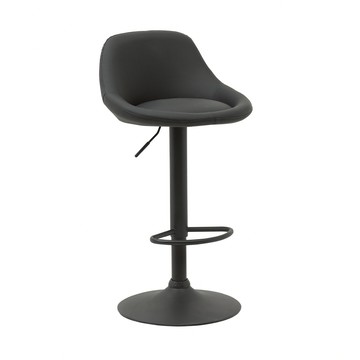 整新品081901艾里簡約PU面黑腳可調式吧檯椅-灰色(椅座右側刮痕)