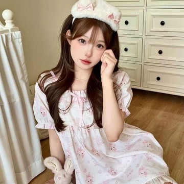 ♡ 𝑪𝒉𝒊𝒄 𝒖 ♡2026純欲蕾絲花邊印花娃娃衫睡衣套裝美樂蒂夏季睡衣雲朵棉睡衣女