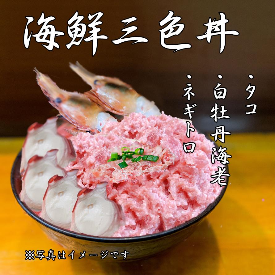 海鮮三色丼 タコ ネギトロ ボタンエビ 3〜4人前 海鮮 丼 セット   2023 プレゼント ギフト 刺身 グルメ お祝い