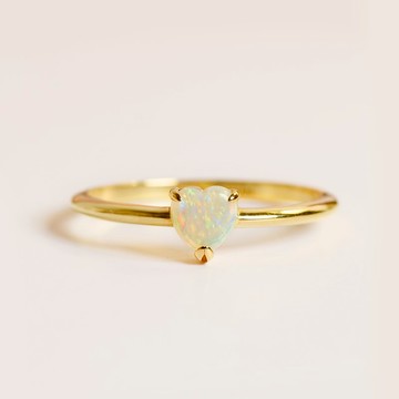 情人節歐泊戒指 - 18k純金 - 蛋白石