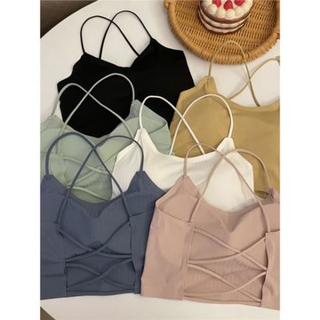 港風小吊帶背心女夏外穿露背打底衫內搭抹胸短款上衣交叉美背內衣