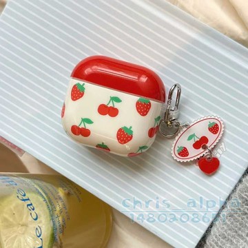韓系草莓櫻桃 可愛少女 適用AirpodsPro3耳機殼 Pro2保護套 1/2/3/4代蘋果藍牙耳機套 pro防摔殼