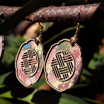 【日花格紙】三崩し-木格鏤空窗花和紙垂吊大耳環