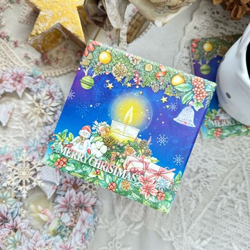 聖誕燭光 陶瓷晶透浮雕吸水杯墊-方型 交換禮物